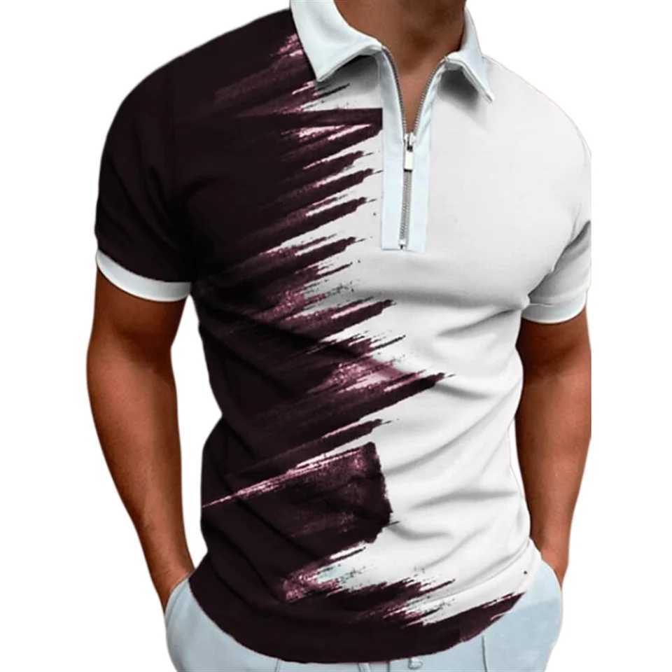 T-shirts Men Golf Quarter Zip Polo Street Collar Mens Tops Short Sleeve Streetwear Graphic Color Block Zipper Quarter SummerXJ250108