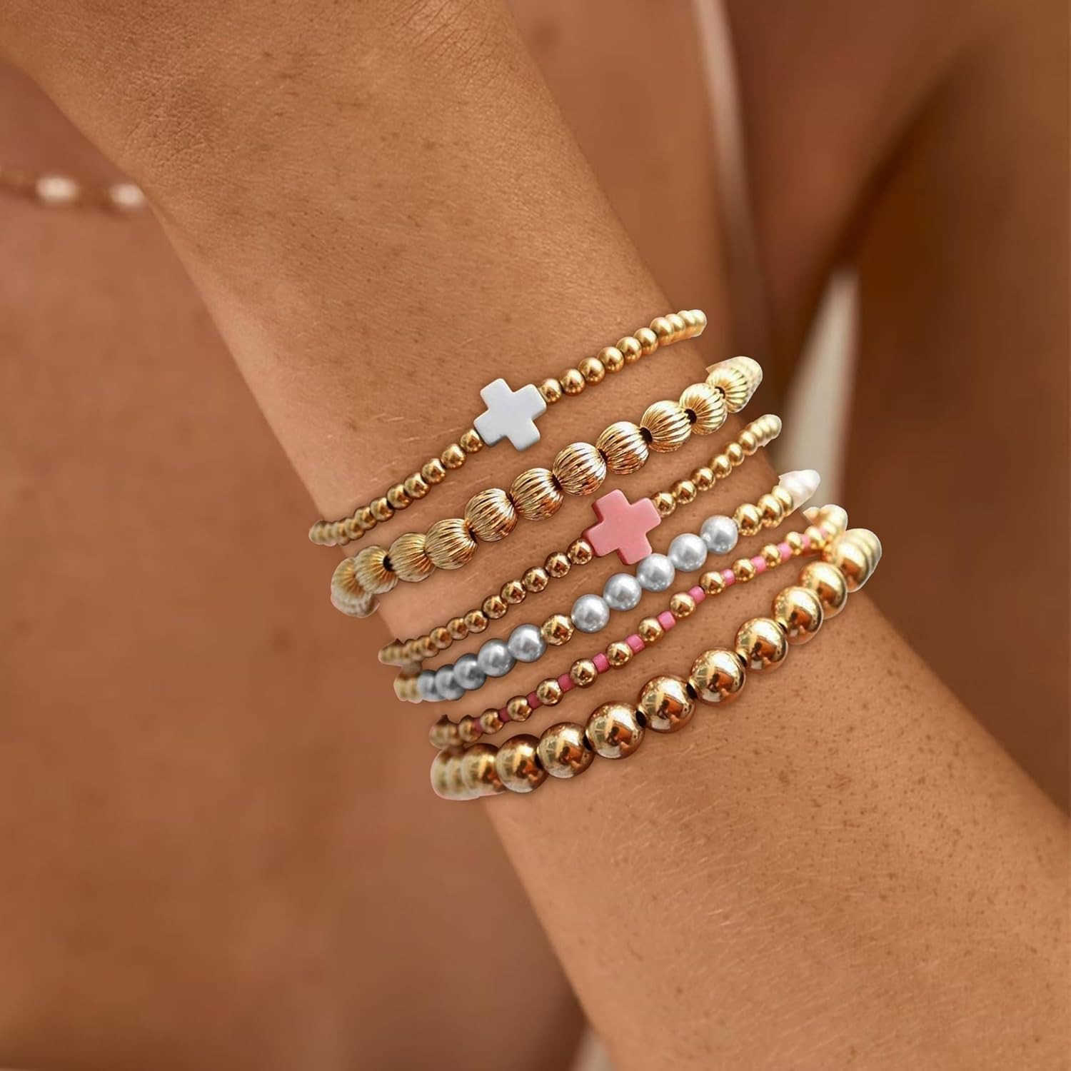 Vlen Shell Womens Flower Bracelet Fashion Lucky Jewelry Gold Plated 18K Bead Bracelet Minimum Pulseras Mujer W241004