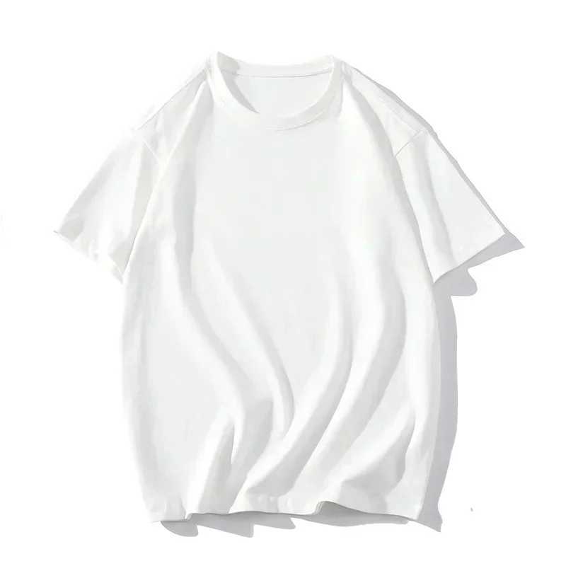 Mens pure cotton T-shirt white mens oversized T-shirt solid summer casual clothing mens T-shirt fashion 5XL mens clothing M250108