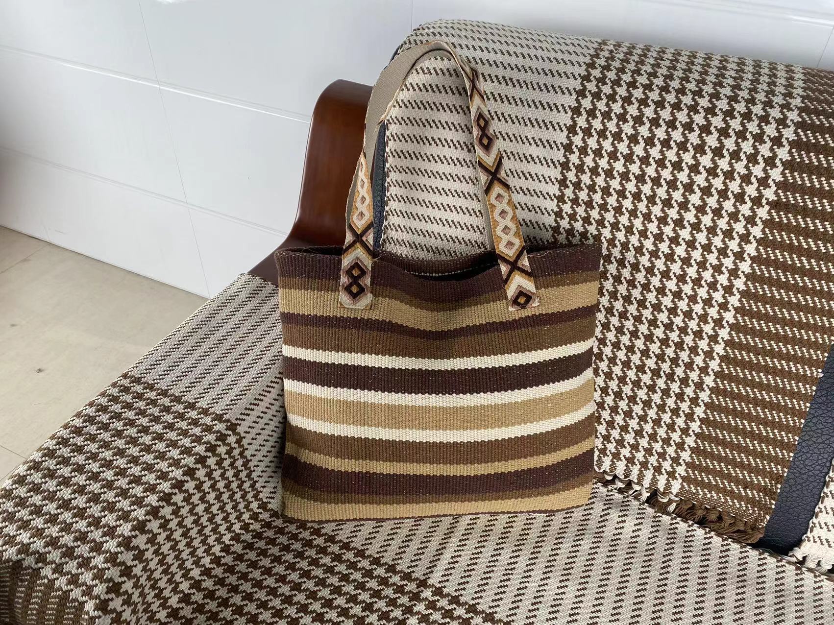 Classic Thick Cotton Knit Travel Tote - Unisex Handcrafted Carryall Bag