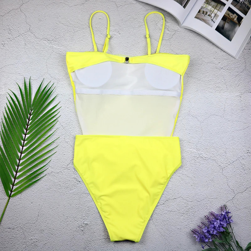 2025 Sexy Swimsuit Women Swimwear One Piece Halter Push Up Bandage Bathing Suit Wear Female Beachwear 3336 250108