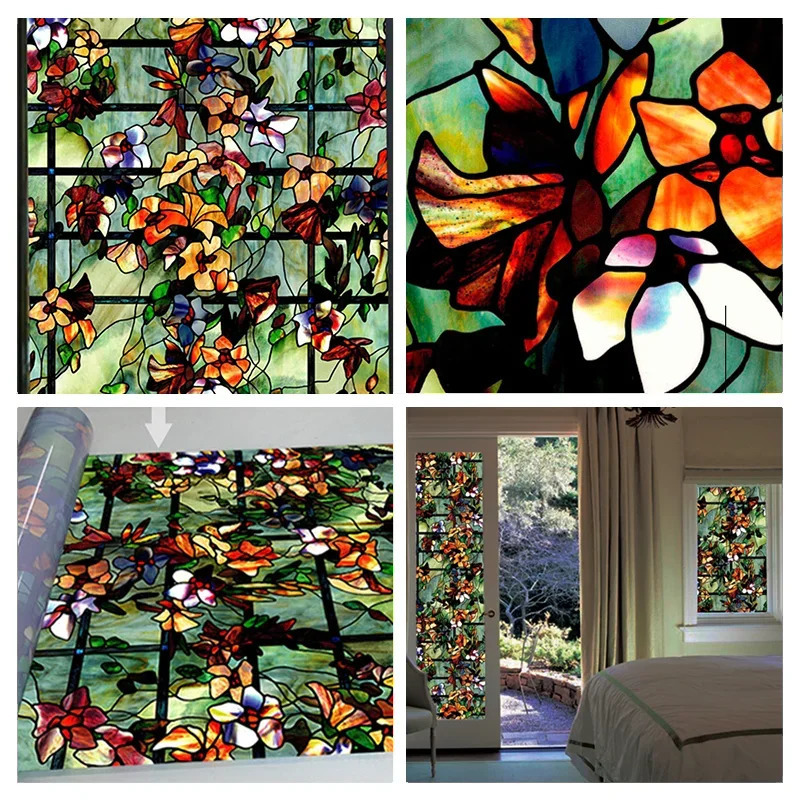 Window Privacy Film Adhesive Static Clings 3D Decorative Flower Stained Vinyl Glass Christmas Sticker 250106