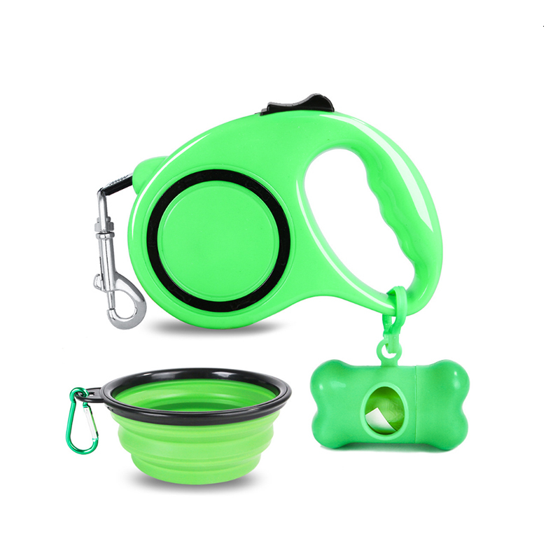 Pcs/Set 3 In1 Pet Dog Leash Chain Retractable Traction Rope Poop Dispenser Garbage Bags Feeder Folding Bowl Small Medium Dogs