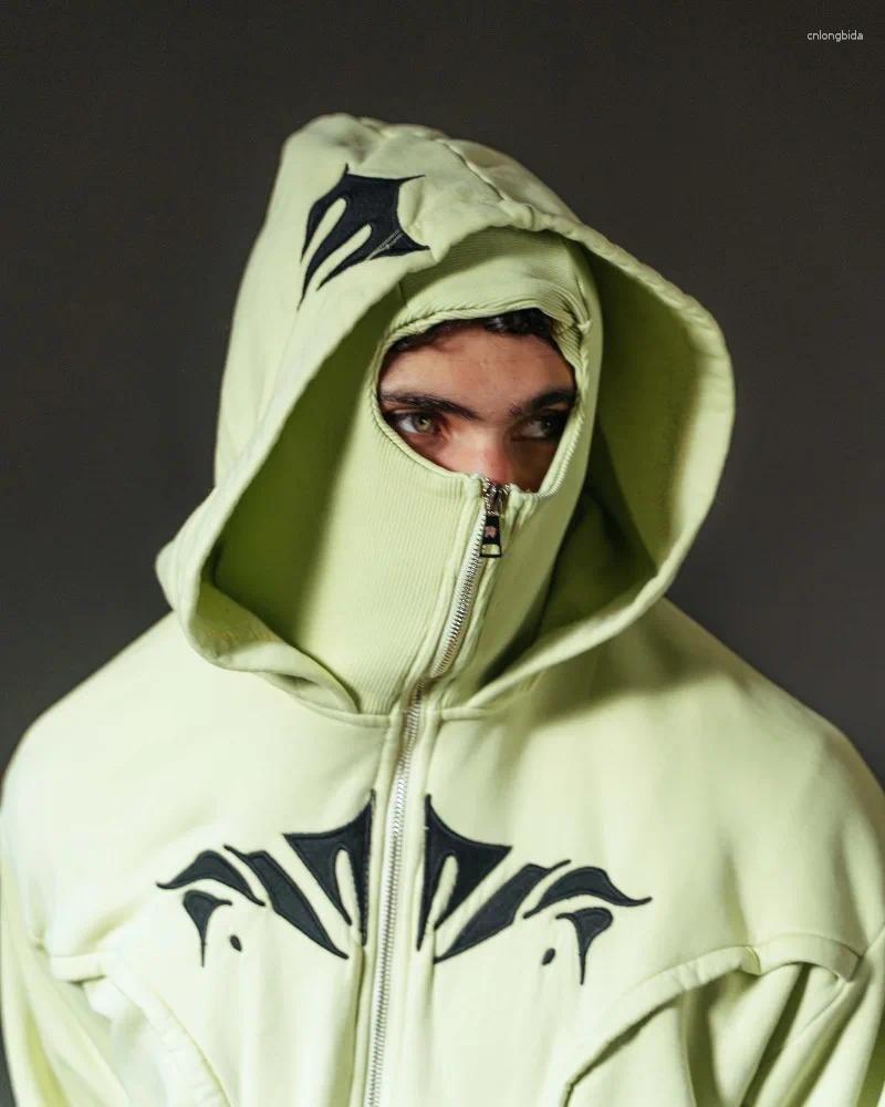 Mens Vintage Hoodies: Haruku Embroidery Zip Up Hoodie, Oversized Double Hat Sweatshirt for Men and Women Fashion