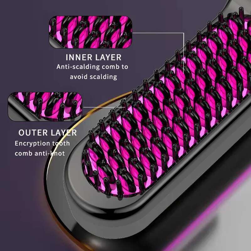 LCD USB Wireless Straighteners Ceramic Hot Comb Straightening Curg Brush Hair Styg Straightener Lazy Person's Tool