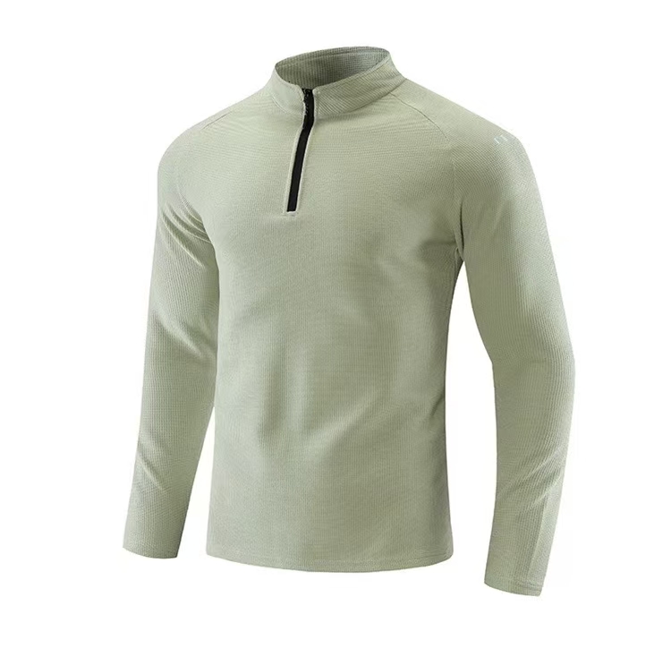 LY03 Men Running Sports Long Sleeve T-shirt Men's Style Stand-up Collar Half Zipper Shirt Training Fitness Clothes Training Top Elastic Quick Dry