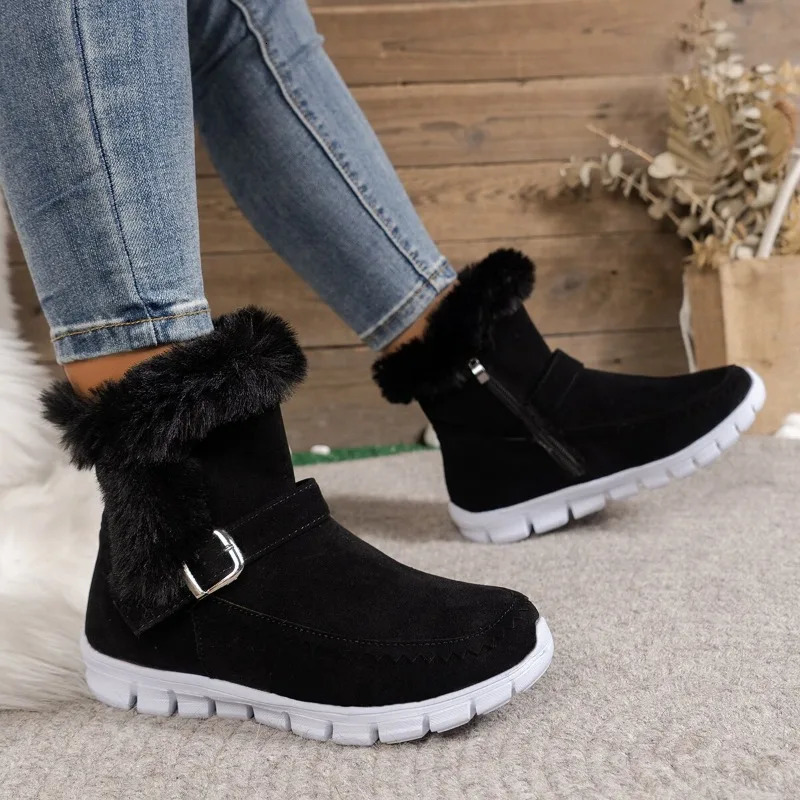 Women Boots Winter Warm Chelsea Snow Boots Women 2024 Casual Short Plush Ankle Boots Gladiator Sport Flat Shoes for Women 250103