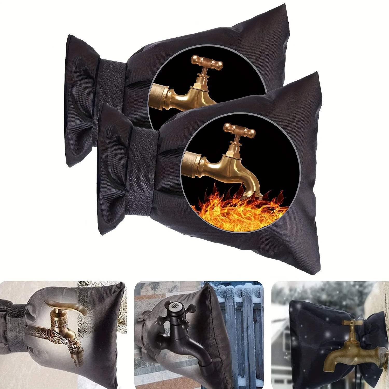2/4Pcs Winter Outdoor Faucet Cover Waterproof Garden Faucet Antifreeze Protective Socks Reusable Faucet Protective Cover 250106