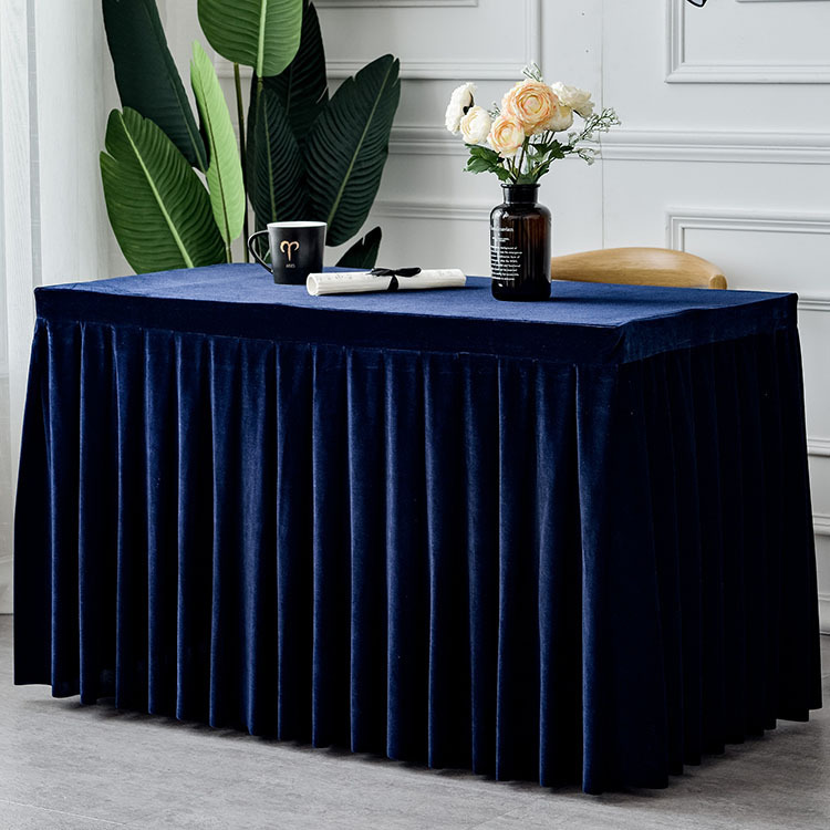 Conference, Exhibition and Celebration Solid Color Golden Velvet Tablecloth