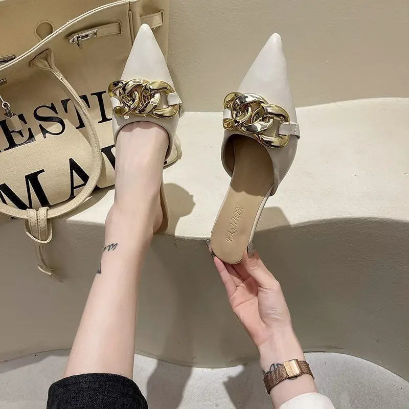 Summer Style Low Heels Womens Slippers Net Infrared Wear Fashion Thick Heel Ladies Slippers 250107