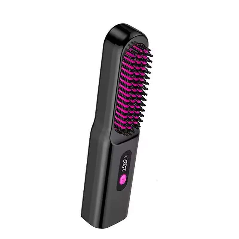 LCD USB Wireless Straighteners Ceramic Hot Comb Straightening Curg Brush Hair Styg Straightener Lazy Person's Tool