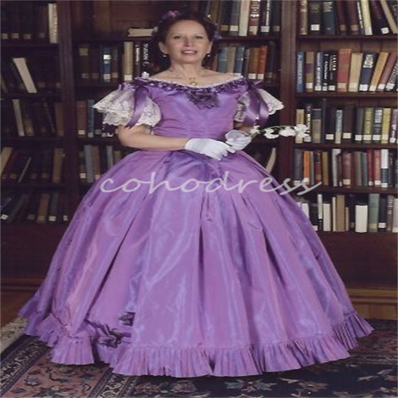Victorian 18th Century Purple Prom Dress Cap Sleeve Gothic Steampunk Civil War Evening Dress Costume Masquerade Birthday Party Gown 2025 Formal Dress 