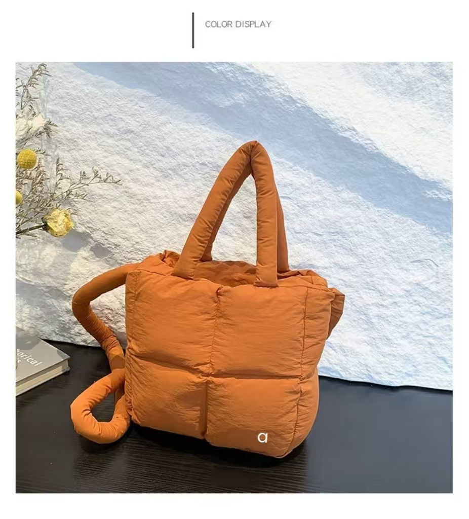 A183 Quilted Puff Tote Bag Women Space Down Feather Padded Space Cotton Soft winter warm bucket Crossbody Shoulder Bags Lightweight Yoga