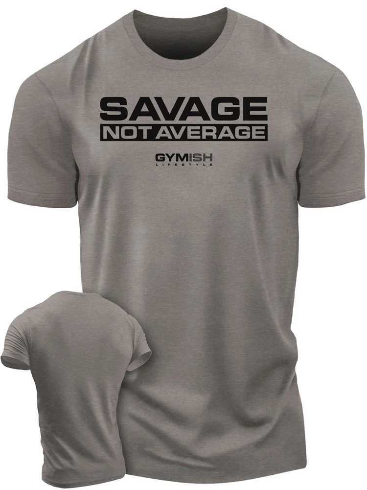 High Quality Mens T-shirt Street Sports Fitness Savage Alphabet Print Daily Short sleeved T-shirt Trend Mens Clothing Grey T-shirt T250108