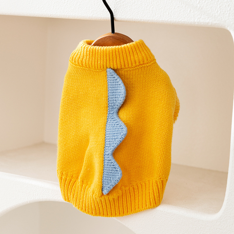 Cute Little Dinosaur Autumn and Winter Dog Sweater Knitted Teddy Doll Cat Clothing Dog Two Legged Pet Clothing