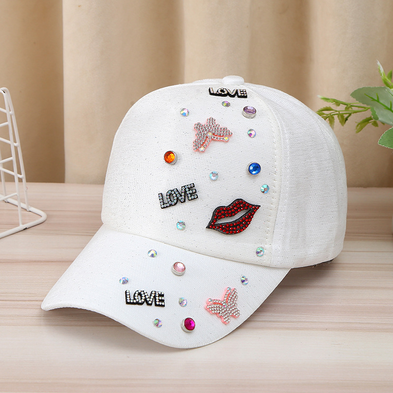 Fashion ins tide rhinestone duck tongue cap female trend hundred matching ladies sun hat baseball cap sunscreen hat wholesale
