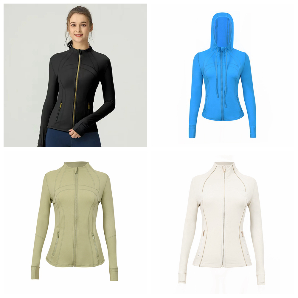 Yoga Hooded Jacket Gold zipper Women Define jacket Workout Sport Coat Fitness Jacket Sports Quick Dry Activewear Top Solid Zip Up Sweatshirt Sportwear 2025 new