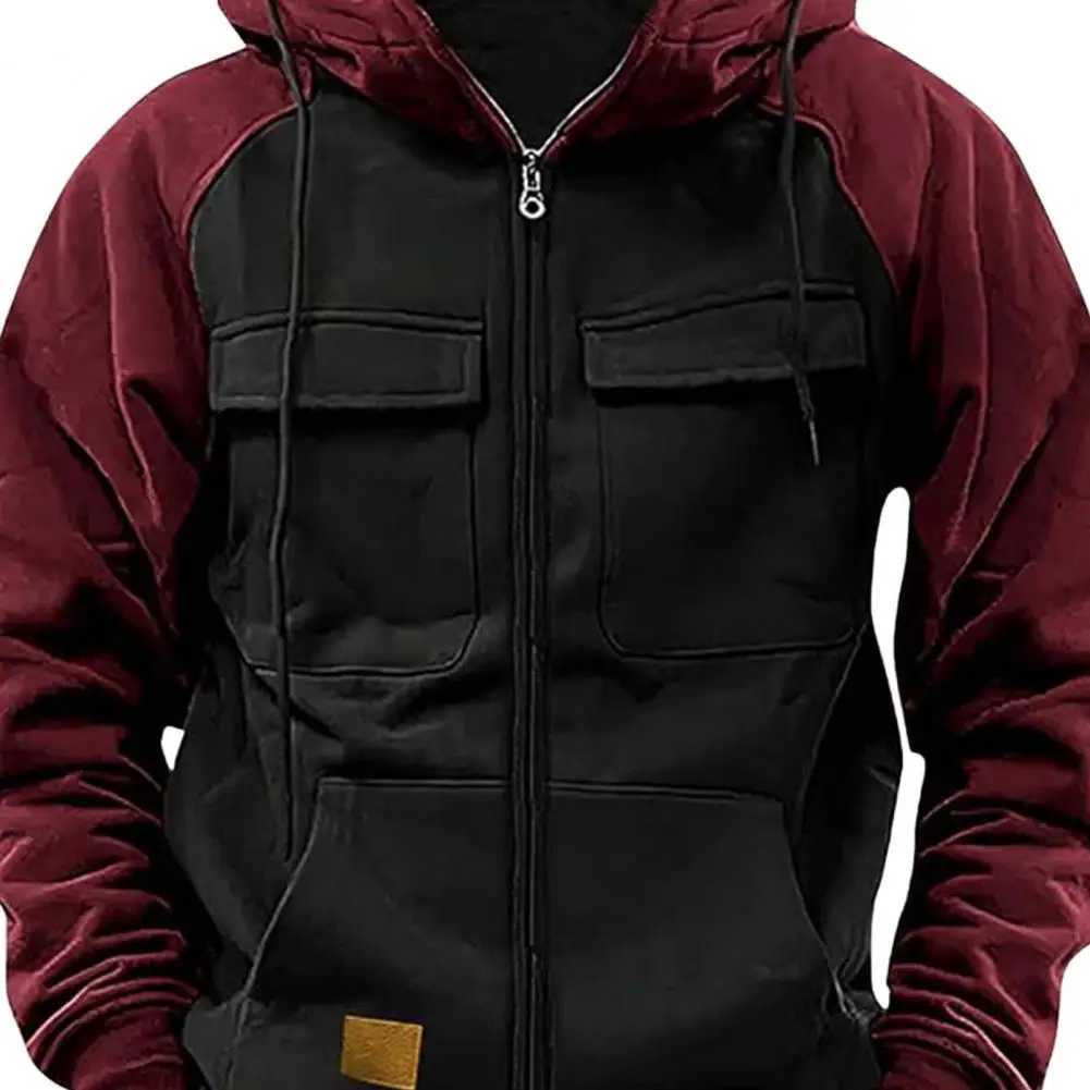 2024 Retro Goods Hoodie Mens Half Zipper Solid Warm Wool Sweater Multi Pocket Mens Hoodie Jacket Thick Outdoor Hoodie W250108