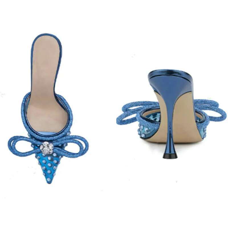 2024 New Women's Crystal Sandals Stiletto Heel Pointed Toe High Heels Party Banquet Wedding Shoes