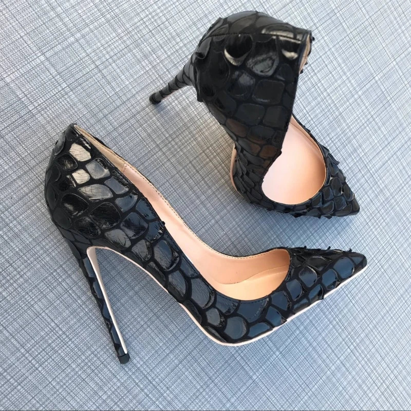 BALOUDEA black lace high heel sexy shallow mouth pointed shoes 12cm party shoes wedding banquet shoes bridal shoes 250103