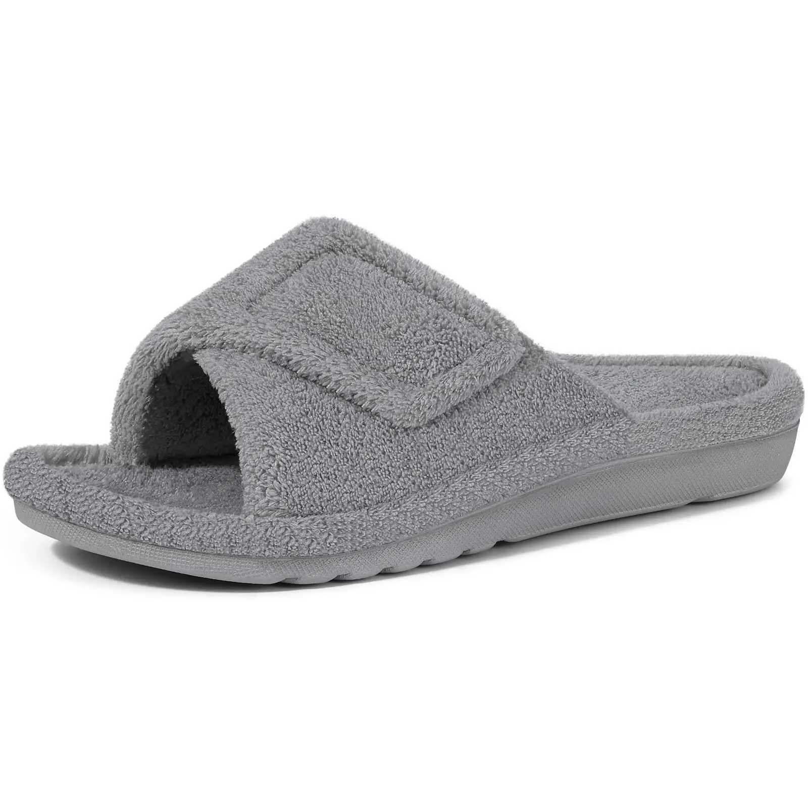 New Arrival Crestar womens winter fashionable open toe fluffy solid color home slippers new indoor and outdoor anti slip cotton shoes T250108
