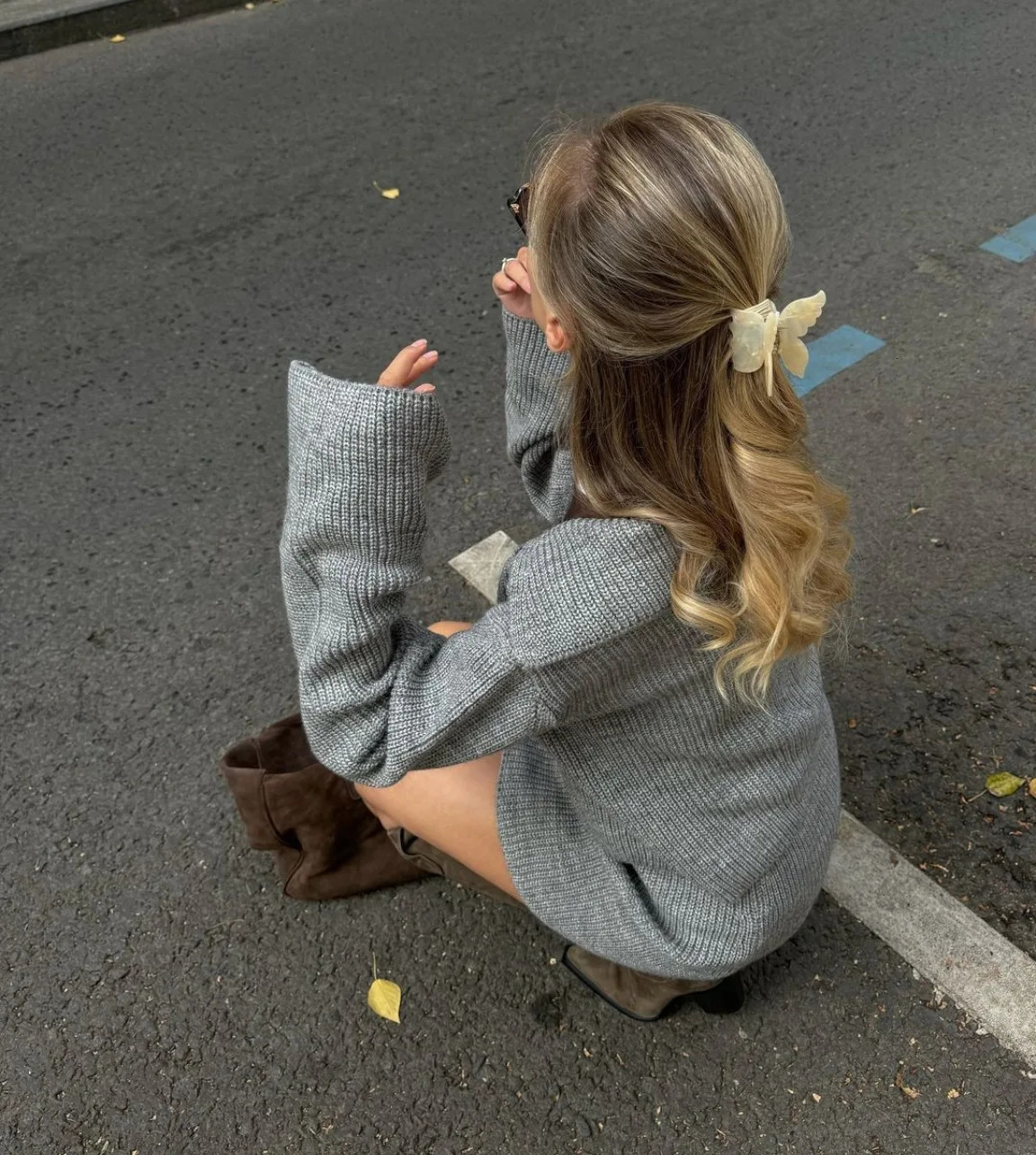 2025 Winter Women Angola Red Dress Suit Solid Color Cardigan Top Mini Short Skirt 2 Piece Set Female Office Outfit 241225