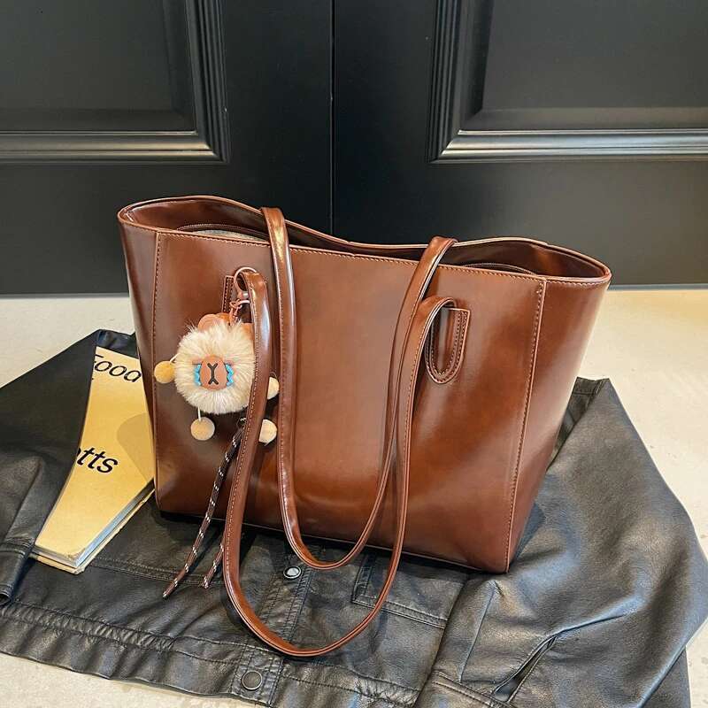 new sewing thread large capacity soft PU red handbag casual quality designer women s zipper PU women s shoulder bag bag