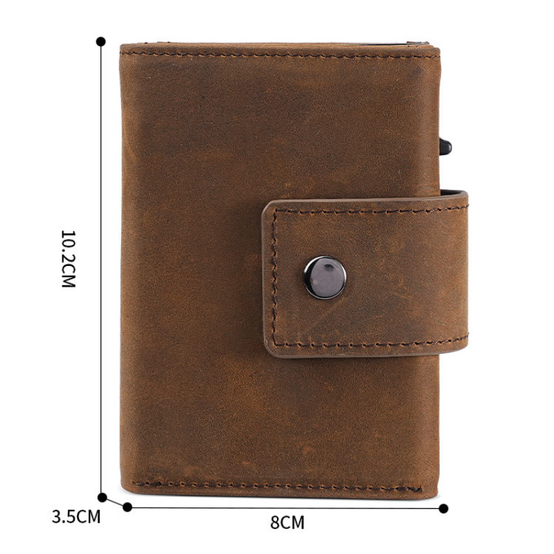 100% Genuine Leather Credit Card Holder Wallet RFID Blocking Trifold Slim Purse Smart Men Wallets For Airtags