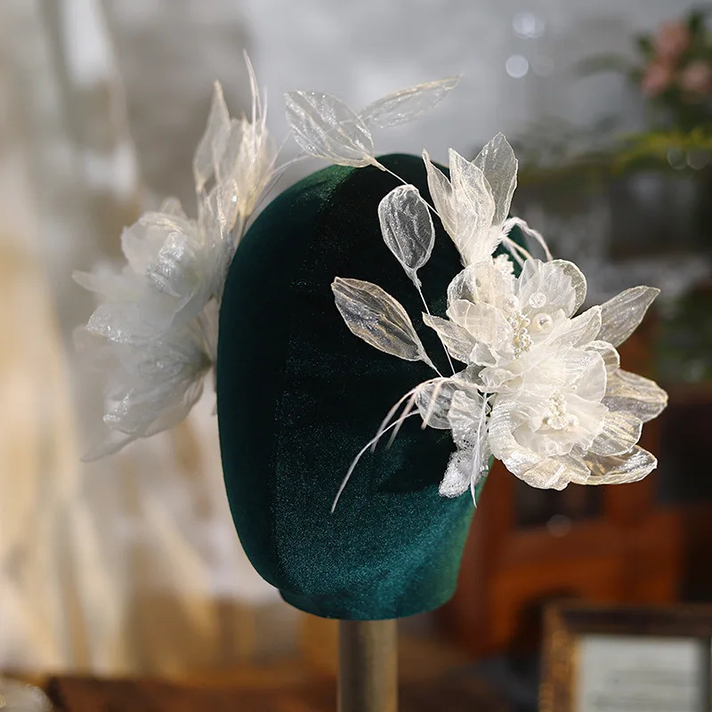 Yarn Flower Feather Bridal Headwear Bubble Petals Hair Clip Wedding Hair Accessories 250107