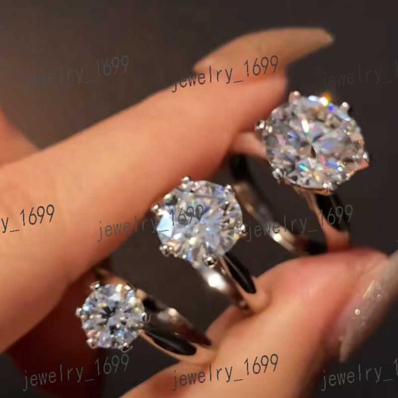 10k/14k/18k Solid Gold Classic 6 Prongs Moissanite Ring White D Color 1ct 3ct 5ct Round Moissanite Solitaire Ring