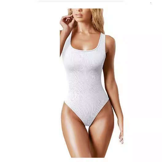 European And American Women's Low Neck Sleeveless Vest Tight Fitting Jumpsuit