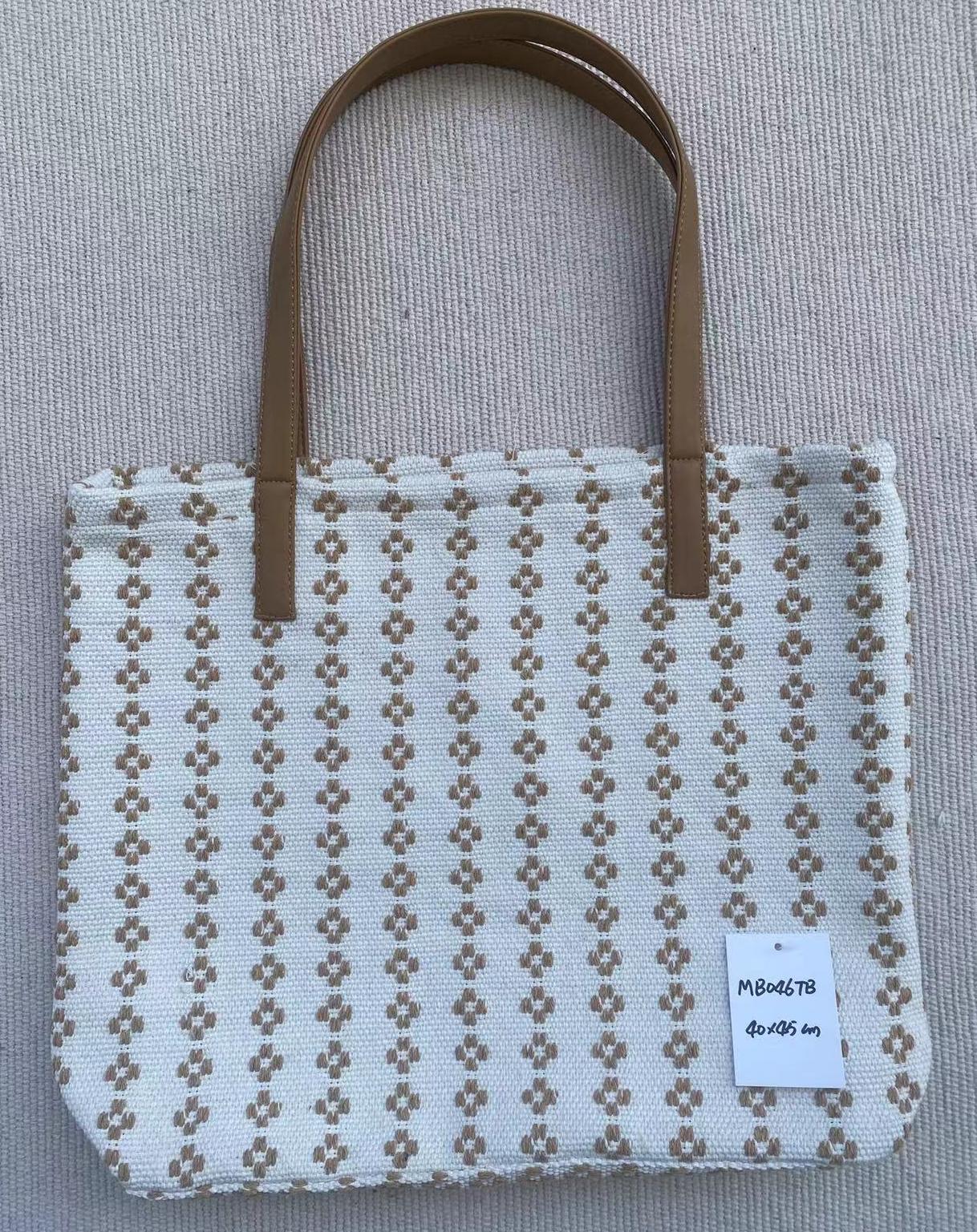 Vintage Handcrafted Linen Shoulder Tote Bag