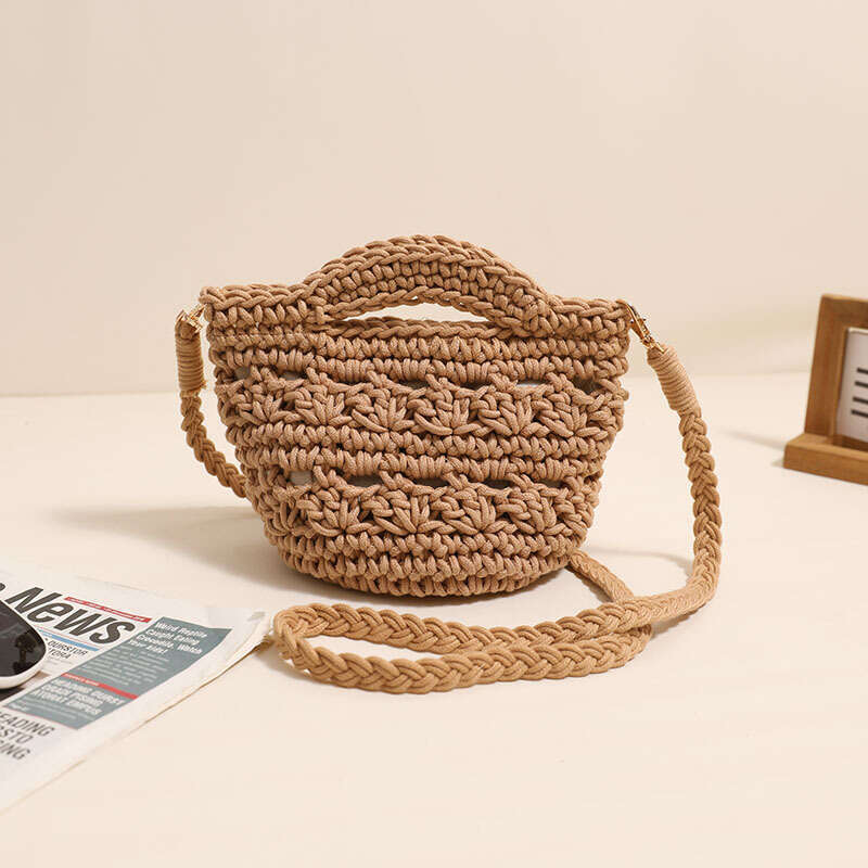Crossbody Cotton Thread Versatile Hollow Grass Woven Holiday Beach Bag Xiaoqing New Women's Bags