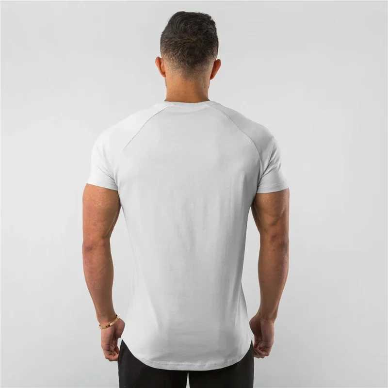 High Quality Brand gym clothing fitness t-shirt mens fashion summer sports short sleeved t-shirt cotton bodybuilding muscle exercise t-shirt T250108