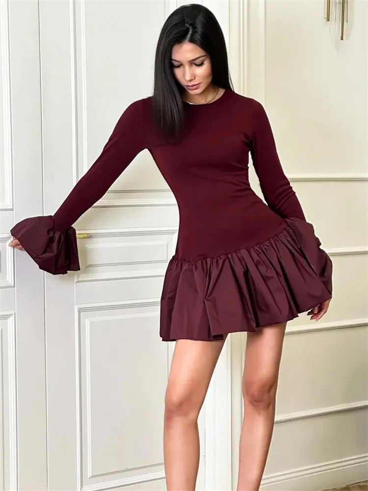 Tossy Ruffled Fashion Patchwork Mini Dress For Women High Waist Slim Elegant Commute Party Dress Female Spring Bodycon Dress 250107