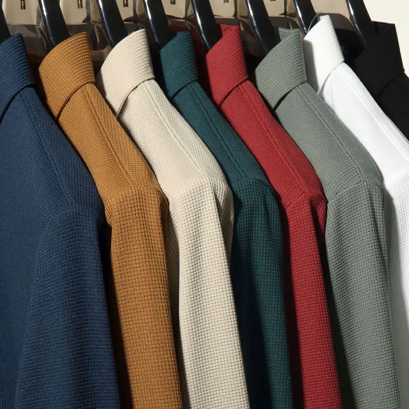 Mens Long Sleeve T Shirt Button Lightweight Lapel Loose Polo Shirt Solid Color Top 250107