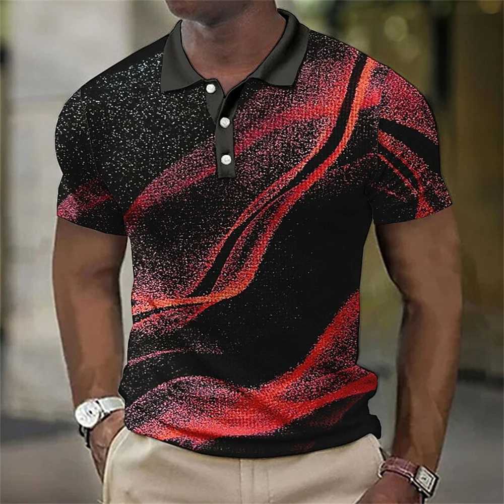 Polo Shirt Fashion MenS Gradient Line Summer Short Sleeved T-Shirt Casual Daily Lapel Topt-Shirt Striped T-Shirt MenS ClothingXJ250108