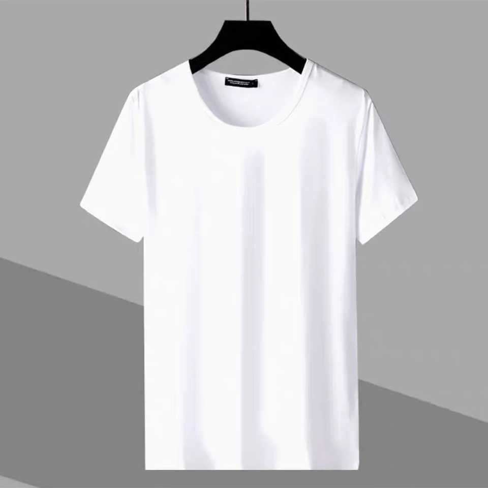 Mens casual T-shirt comfortable round neck short sleeved slim fit solid elastic T-shirt fashionable M250108