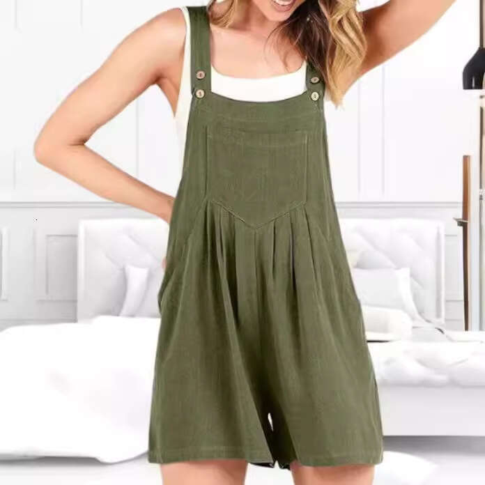Women's Bagged Cotton And En Loose Casual Slimming Wide Leg Jumpsuit Shorts For Women