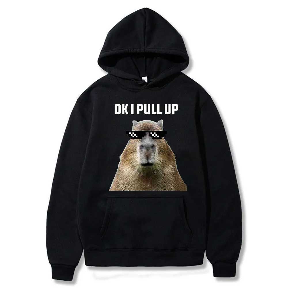 Its interesting that I pulled up the Capybara printed hoodie for mens fashion casual super big hoodie sports shirt Gothic zipper youth clothing W25010