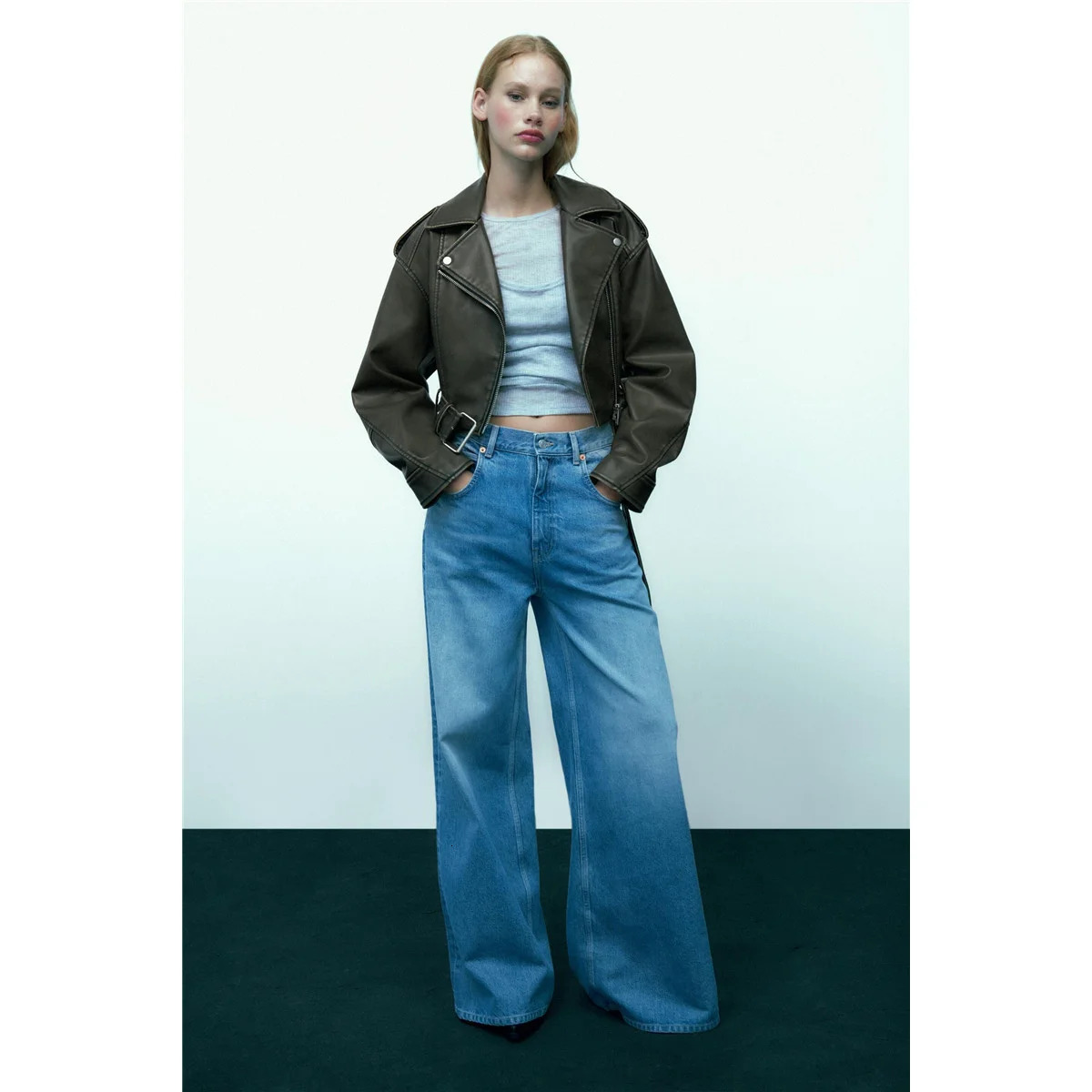 women lapel long sleeved motorcycle jackets for leather jacket winter clothes harajuku streetwear coat clothing 250103