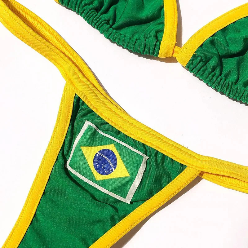 Embroidery Letter BR Bikini Set Color Contrast Bikini Women Swimwear Patchwork Swimsuit tie Outfit Summer Beachwear 250106