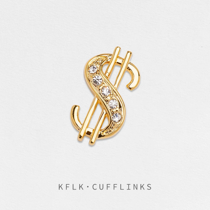 KFLK Fashion Dollar Sign Brooch Pins Exquisite Brooches For Women Mens Costumes Badge Brooch Jewelry Wholesale 241230