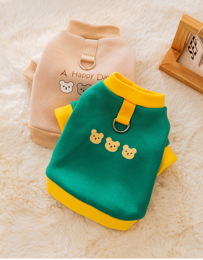 Spring and Autumn Cat Clothes Cartoon Three Little Bears Can Pull Dog Hoodies into Warm Clothing for Cats and Kittens