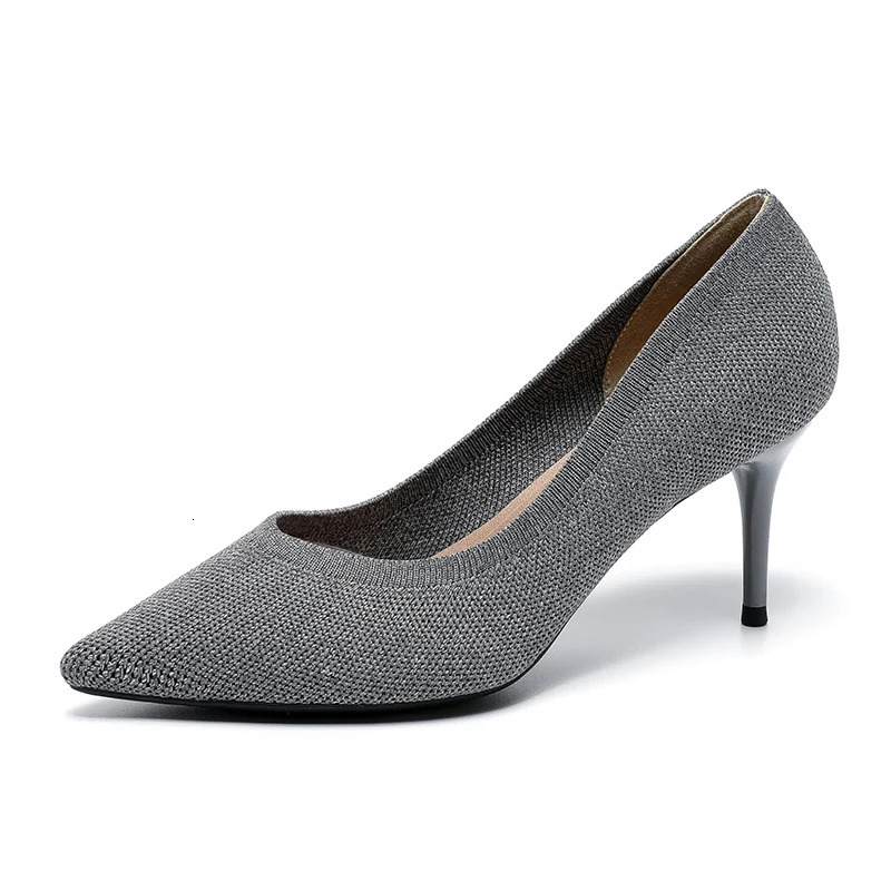 DIMANYU High Heels Women 2024 Knitted Pointy Womens Dress Shoes Thin With Nightclub Sexy Model Runway Shoes Women 250103