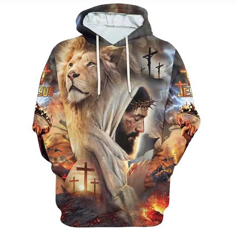Jesus Amen Mens Hoodie Unisex 3D Christams God Bless You Printed New Harajuku Womens Hoodie Fashion y2k Pulleys W250108