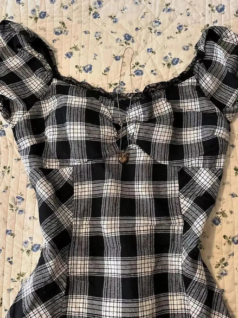 Y2k Harajuku Lattice Vintage Sleeveless Gothic Punk Summer Dresses Slim 2024 Short Dress Lace Sexy Korea Fashion Women Dresses 250107