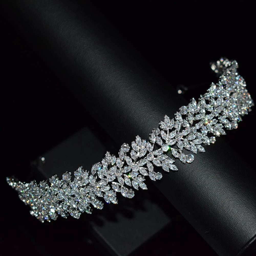 Cubic Zirconia Headbands Silver Color Bridal Crowns Elegant Headwear Prom Hair Wear Wedding Hair Accessories Party Jewelr 250107