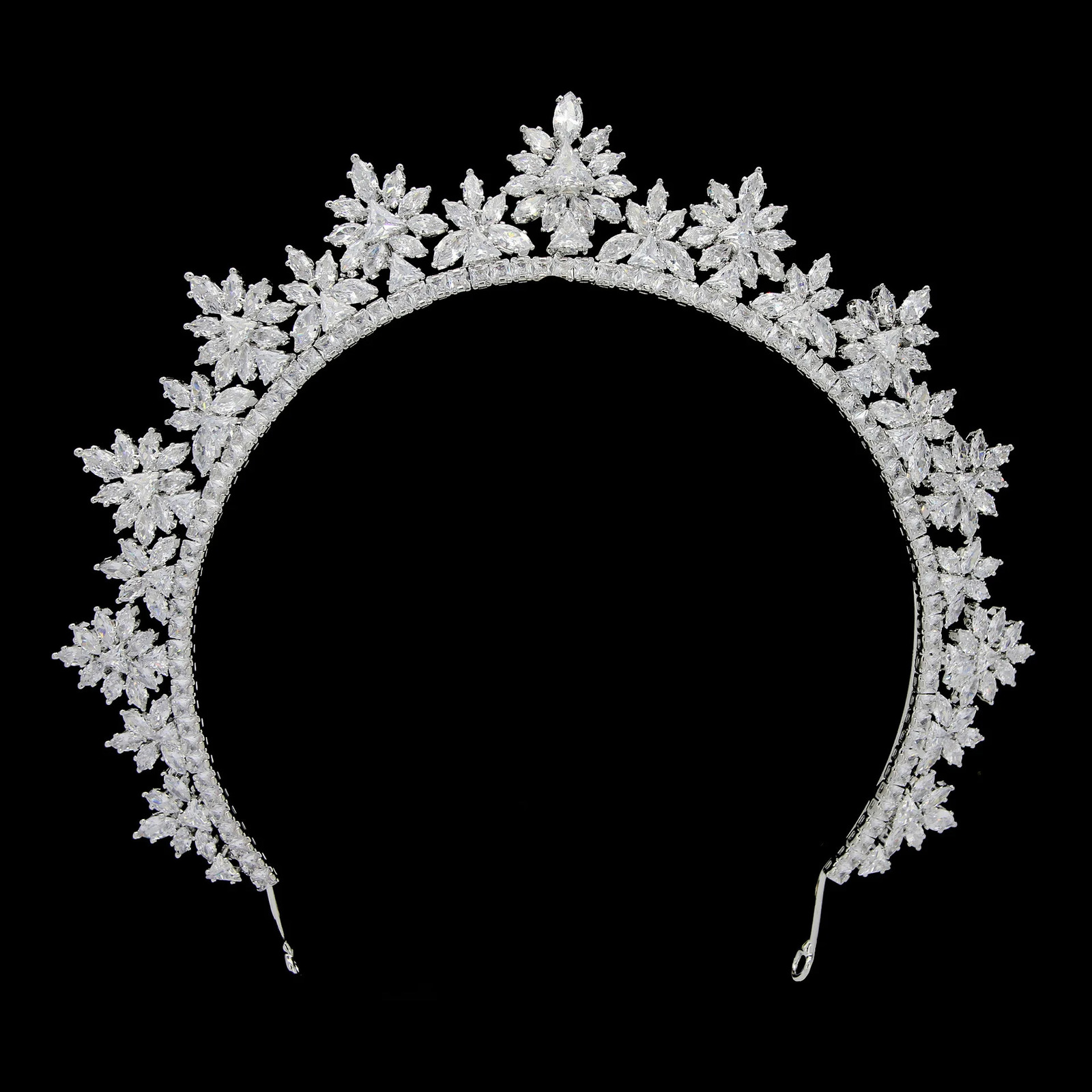 Silver Color Zircon Tiara Cubic Zirconia Headpiece For Brides Women Pageant Prom Crown Wedding Hair Accessories Bridal Jewelry 250107