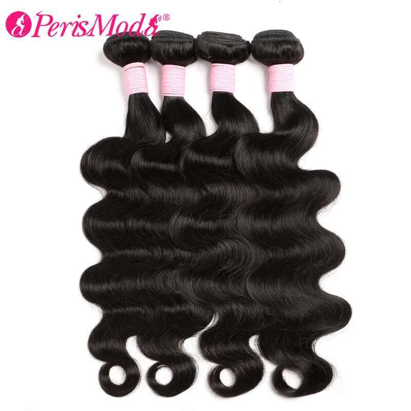 Perismoda Body Wave Human Brazilian Weaving Natural Black 3 4 Bundles Deal Virgin 30 Inch Raw Hair